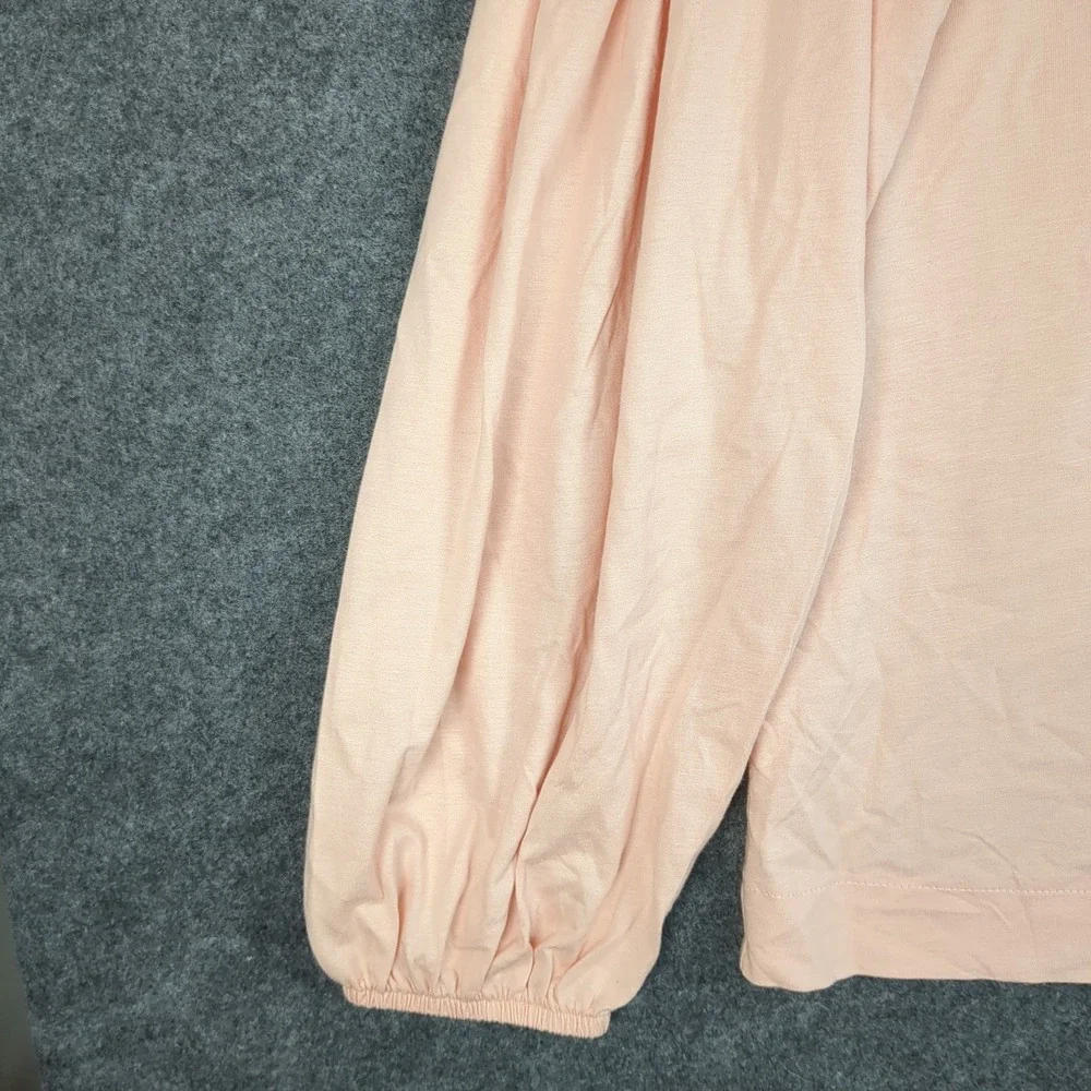 Banana Republic Womens‎ Large Peach Pink Puff Sleeve Scoop Neck Jersey Knit Top